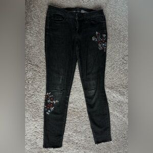 Faded black Embroidered Jeans, size 25